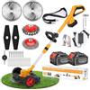 Fiutazge Decespugliatore Elettrico Senza Fili 24V 2 Batterie 4.0Ah,5 Tipi di Lame,Asta Telescopica e Ruote Rimovibili,Pieghevole Leggero per Taglio Erba,Vigneto,Giardino e Spazi Esterni Residenziali
