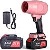 Securex Soffiatore portatile senza fili per la polvere portatile, velocità variabile one-touch, 2 batterie da 4000 mAh e caricabatterie inclusi, per auto, cortile, giardino, patio, foglie, polvere, neve, rosa