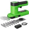 WORFCI Forbici da Giardino/Tagliasiepi con Batteria da 12V 2000mAh, 2-IN-1 Cesoie da Giardinaggio, Arbusti Lunghezza Lama 12cm, Prato Larghezza Lama 9,5cm Verde