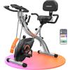 YOSUDA Cyclette da Casa Pieghevole con APP, Cyclette Pieghevole 5 in 1 con Banda Elastica, Monitor LCD, 16 Livelli di Resistenza, Sedile largo, Portata fino a 172 kg