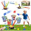 VATOS Gioco di Lancio 3 in 1 (Sacco Fagiolo e Anelli), Salto Musicale per Bambini, Base Rotante Elettrica con Telecomando, Luci, Giocattolo per Interni/Esterni da Giardino per Ragazzi e Ragazze 3+
