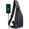 Aucuu Zaino Monospalla Uomo, Borsello Tracolla da Uomo, Sling Bag Impermeabile per Lavoro Sportivo/Treeking/Ciclismo/Viggio(includere 1 Cavo USB)