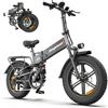 DEEPOWER A5 Bici Elettrica Pieghevole per Adulti, Batteria Estraibile 48V 15.6Ah, Autonomia 110KM,Motore Coppia 85N·m,Pneumatici Fat 20'' x 4.0,Cambio a 7 Velocità,Sospensione Completa (Grigio Metallizzato)
