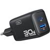 INIU Caricatore USB C, Presa 30W alimentatore, PD 3.0 compatto Caricatore Rapido, 2 Porte GaN Caricabatteria Rapido compatibile con iPad, Samsung S24 Ultra, Google, Xiaomi, Huawei ecc
