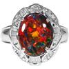 arenaworldFZ Anello con opale rosso e nero raro, gioiello in argento Sterling 925 con opale australiano naturale, fatto a mano, anello di fidanzamento o regalo di nozze, tutto, argento/gemma, opale nero
