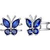 SILVERCUTE Orecchini donna farfalla orecchini donna argento 925 orecchini cuff senza buco con pietra zaffiro zirconi orecchini argento con pietra blu per bambina regalo per compleanno