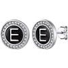 Silvora Argento Sterling Orecchini Neri da Donna Nome 26 Lettere Alfabeto Personalizzato A-Z Orecchini Iniziali S925 con AAA Zirconi Regalo per Lei Ragazze Compleanno