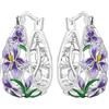 PANPOKI Orecchini a cerchio con motivo floreale, in argento Sterling 925 con placcatura in oro 14 carati, leggeri orecchini a cerchio con zirconia cubica, gioielli ipoallergenici da donna, confezione