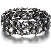 EVER FAITH Braccialetto Donna, Abiti Gioielli Cristallo Art Deco 2 Strato Goccia Elasticità Bracciale per Donne Grigio Nero-Fondo