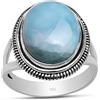 Silver Palace Anello in argento sterling 925 con pietra preziosa larimar naturale, Metallo Metallo Gemma, Larimar