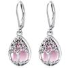 Odinstone Orecchini Albero della Vita, Cuore, Donna, Ganci Argento 925 | Orecchini cuore albero della vita, pietra di luna, ganci argento 925 e confezione regalo