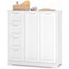 Xbro Armadio da Bagno con 4 Cassetti e 2 Ante, per Bagno, Soggiorno, Cucina, con Ripiano Regolabile, 81 x 30 x 83 cm, Bianco