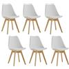GrandCA HOME Set di 6 Sedie da Pranzo Sedie da Cucina con Gambe in Legno di Pino, Adatte per Sala da Pranzo, Soggiorno, Cucina, Camera da Letto, Bianco-PE