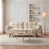 JIEXI Divano letto in tessuto moderno a 3 posti, divano futon convertibile con 3 angoli regolabili, divano letto da 180 cm per soggiorno con gambe in legno, resistente 230 kg, grigio (180 cm, beige)