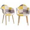 GrandCA HOME Set di 2 Sedie da Pranzo Moderne con Braccioli, Gambe in Faggio, Sedie da Cucina Patchwork Nordiche per Cucina, Soggiorno, Sala da Pranzo, Camera da Letto (Giallo)