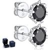 MomentWish Orecchini Neri Fiocco Di Neve, 2 Carati Moissanite Diamante Orecchini Argento 925 Donna Punto Luce Simulato Diamanti Brillanti con Certificato GRA Regalo 6.5mm