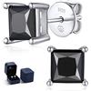 MomentWish Orecchini Moissanite Neri Quadrato, 2 Carati Argento 925 Orecchino Punto Luce Donna Uomo Simulato Diamanti Brillanti VVS1 D Colore con Certificato GRA Regalo 5.5mm