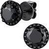 MomentWish Orecchini Neri Argento 925 Halo, 2 Carati Moissanite Orecchino Nero Uomo Donna Punto Luce Simulato Diamanti Brillanti Regalo 6,5mm