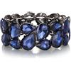 EVER FAITH Braccialetto elastico in cristallo austriaco Art Deco elegante goccia vintage braccialetto per le donne tono argento trasparente, 16cm, Cristallo, Senza Gemstone