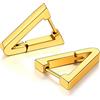 FOCALOOK Oro Orecchini Uomo Cerchio Triangolari Acciaio Inossidabile