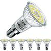 EACLL Lampadine LED E14 6000K Bianco Freddo 6W 820 Lumen Equivalenti a 100W Lampada Alogeno. Nessuna Strobo, 120 ° Faretto Luce Diurna Bianca Fredda Riflettore R50 Spotlight, 6 Pack