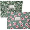 Aucuu Beauty Case da Viaggio, 2 PCS Borsa da Toilette da Viaggio, Borsa per Cosmetici, Pochette Donna Trucchi, Borse Trucco Floreale, Borse Cosmetica in Velluto a Coste, per Donne Ragazze