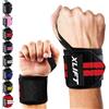 xlift Polsiere Palestra - Fascette Palestra - Polsini Palestra - Fasce Polsi Palestra -,Bodybuilding, Palestra, Calistenics, Wrist Wraps, Gym - Accessori Fitness per Uomini e Donne (Nero/Rosso)