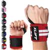 xlift Polsiere Palestra - Fascette Palestra - Polsini Palestra - Fasce Polsi Palestra -,Bodybuilding, Palestra, Calistenics, Wrist Wraps, Gym - Accessori Fitness per Uomini e Donne (Rosso/Bianco)