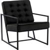 CLP Lounger Avon Velvet - Sedia da lettura con rivestimento in velluto trapuntato e robusta struttura in metallo, Colore:nero
