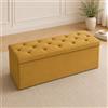 NARCISO - Pouf Contenitore Rettangolare da 76cm, Cassapanca Contenitore da Interno per Camera da Letto e Ingresso in Pregiato Velluto che Risalta alla Vista ed al Tatto (Cammello)