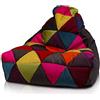 Ecopuf - Poltrona Pouf Keiko Patchwork - Pouf con perle di polistirolo - Borsa in tessuto robusto - Sedia da salotto - Arredamento - Poltrona misura M - 100x80x85 cm - Marrone A84