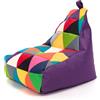 Ecopuf - Pouf Poltrona Sacco Poliestere KEIKO PATCHWORK S/M - Puffo per Sedersi - Pouf Sacco Antistrappo Antimacchia - Pouff con Maniglia - Arredamento Casa - Base Viola Nc5