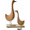 Loberon Amiraz Coppia di oche Decorative - Pezzi Unici Fatti a Mano - Pregiato Legno di meranti e di Mogano, Marrone Antico