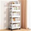 Generic Carrello Multifunzionale A 3/4/5 Ripiani Con Ruote Bloccabili - Per Cucina, Bagno, Ufficio, Portatile Rotelle E Cassetti, Scaffale Rotante Salvaspazio Per Interni(White- Level 5)