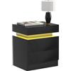Lvhecforhm Comodino Nero, Comodino con Illuminazione LED, Moderno 2 Cassetti 16 Colori Tavolo Laterale, Gao Guangze Pannello 45x35x52cm Tavolo Letto, per Soggiorno Camera Letto
