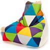 Ecopuf - Pouf Keiko Patchwork Poltrona da Esterno Impermeabile - Pouf Imbottito in Palline di Polistirolo - Poltrona Relax Soggiorno - Poltrona Taglia M - 100x80x85 cm, Miscela/Crema