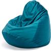 Ecopuf Fuzzy - Pouf Poltrona Sacco in Microfibra - Puffo per Sedersi - Puff Poltrona Relax - Pouf Sacco con Imbottitura in Palline di Polistirolo - Arredamento Casa - 80x110 cm - Turchese A6