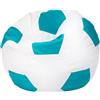 Ecopuf Pouf Calcio L - Pouf calcio in similpelle - Ideale per tifosi - soggiorno - bambini - Poltrona da gioco - 90x55cm, Turchese E20