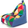 Ecopuf - Pouf Poltrona Sacco Poliestere KEIKO PATCHWORK S/M - Puffo per Sedersi - Pouf Sacco Antistrappo Antimacchia - Pouff con Maniglia - Arredamento Casa - Base Miscela/Blu