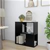 QZZCED Scaffale in legno compensato nero 60 x 24 x 63 cm con 2 livelli e 2 scomparti, design elegante e moderno per organizzare libri, riviste, DVD e oggetti decorativi,