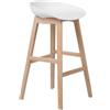 Beliani Set di 2 Sgabelli Alti in Legno Chiaro e Plastica Bianca 85 cm Miccio