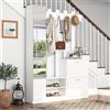 ZYLOYAL10 135 x 25 x 180 cm, set guardaroba con specchio, armadio pensile, armadio compatto, con 2 scarpiere inferiori + 2 armadietti, adatto per porte, corridoi, colore: bianco