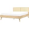 Beliani Letto matrimoniale in legno di pioppo con testiera in vimini 160 x 200 cm