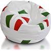Ecopuf - Puff Poltrona Sacco a forma di Palla da Calcio con i colori delle Nazionali - Tessuto Ecopelle Taglia M - Pouf a Sacco con imbottitura - Pouf Poltrona con Doppia Zip - Pouf Ragazzi Dim 65x47