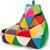 Ecopuf - Pouf Keiko Patchwork Poltrona da Esterno Impermeabile - Pouf Imbottito in Palline di Polistirolo - Poltrona Relax Soggiorno - Poltrona Taglia M - 100x80x85 cm, Miscela/Bottiglia verde