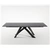 Cybert Tavolo Allungabile SAHARA NOIR 160-240 cm - Piano Ceramica Gres Porcellanato Effetto Marmo Antigraffio - Gambe Incrociate Ferro Verniciato - 2 Prolunghe Integrate 40 cm - 6-10 Posti