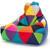 Ecopuf - Pouf Keiko Patchwork Poltrona da Esterno Impermeabile - Pouf Imbottito in Palline di Polistirolo - Relax Soggiorno - M - 100x80x85 cm, Miscela/Blu