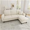Kuczn Divano angolare modulare 3 posti a forma di L con chaise longue, divano con funzione letto, divano in tessuto di lino di cotone traspirante, gambe in plastica, ideale per soggiorno, appartamenti e