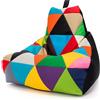 Ecopuf - Pouf Keiko Patchwork Poltrona da Esterno Impermeabile - Pouf Imbottito in Palline di Polistirolo - Relax Soggiorno - M - 100x80x85 cm, Nero Nc14