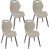 WAFTING Set di 4 sedie da pranzo imbottite con schienale alto, kaki